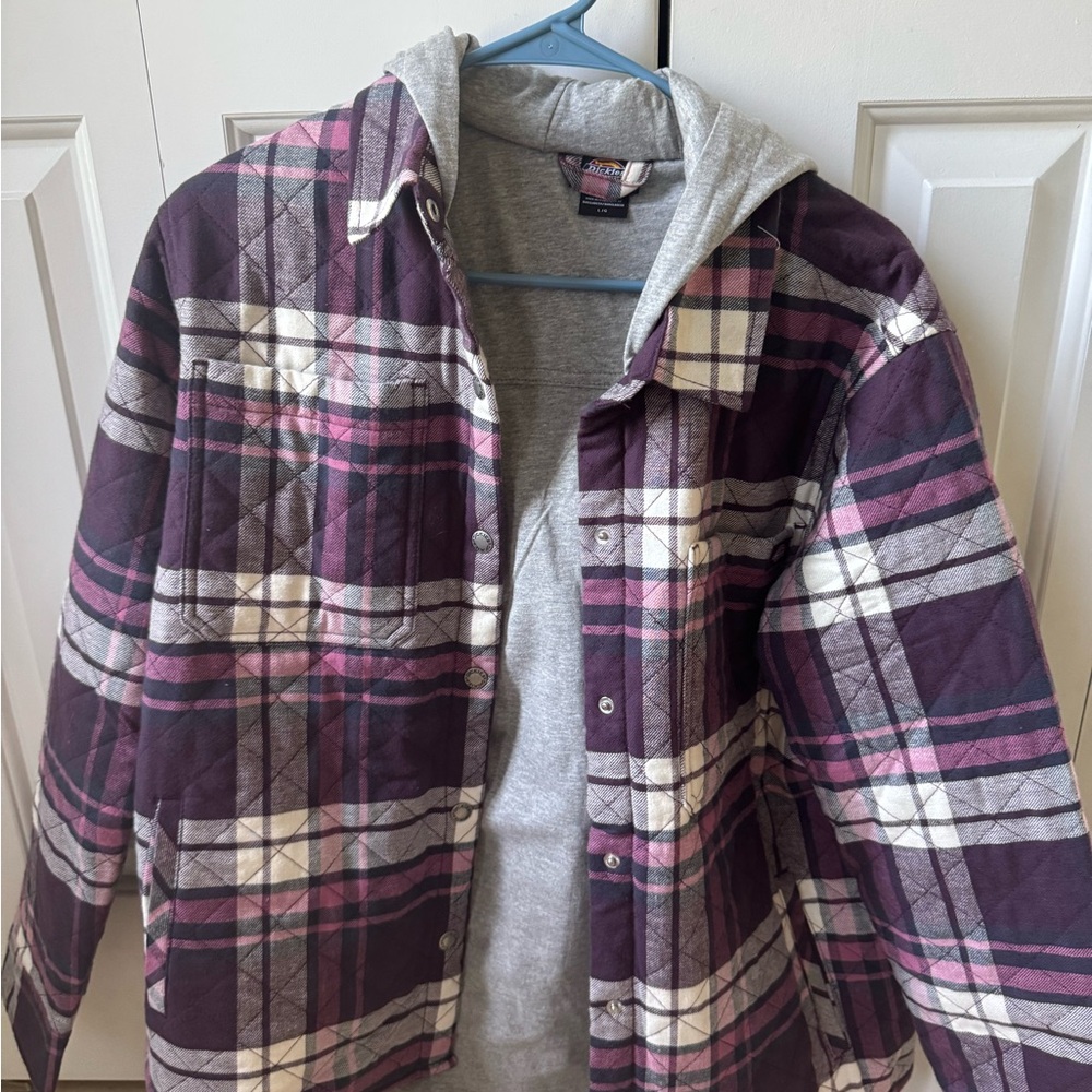 Dickies Purple Checkered Jacket with Gray Hood